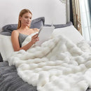Cozy Bliss Faux Fur Throw Blanket for Couch, Fuzzy Soft Plush Thick Bubble Blanket for Sofa Bedroom Living Room, 60 * 80 Inches Cream White by CozyNest Decor