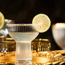 Ribbed Stemless Margarita Glasses with Gold Rim - Set of 4 (10 OZ)