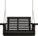 Amish Casual Roll Back Swing, 3-Foot, Semi-Solid Black Stain, Chains, with cupholders by GreenHaven Gardens