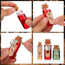 Newtay 53 Pcs Halloween Mini Potion Bottles Set Including 12 Decorative Glass Bottles with Cork Stoppers 20 Creepy Apothecary Bottle Labels Stickers 20 Charms Pendants 1 String (5/6/7/12 ML,Stylish)