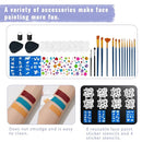Face Painting Kit, Water Activated Face Paint Palette with Stencils, Brushes, Gems for Halloween Makeup, Parties, Carnival, School Event & Festivals (42 Colors) by TinyTreasures Baby Boutique