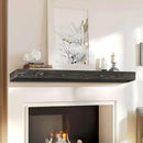 48x8x3 Fireplace Mantel - Handcrafted Hollow Rustic Solid Wood Wall Mounted Floating Shelf with Invisible Heavy Duty Wood Bracket (Weathered Black) by CozyNest Decor