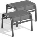Outdoor Ottoman Set of 2, All Weather Outdoor Foot Stool with Supportive Textliene and Metal Frame, Stackable Oversized Outdoor Foot Rest for Furniture Patio Garden Pool, Grey by CozyNest Decor