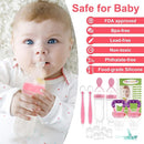 WAJIAYON Baby Fruit Feeder Pacifier - 6 Pack | 2 Infant Food Feeder Pacifier & 2 Baby Food Dispensing Spoon | Fresh Fruit Teethers for Babies | Silicone Feeder Babies,Infant Teething Feeders (Pink) by TinyTreasures Baby Boutique