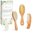Lictin Baby Hair Brush and Comb Set, 4 Pcs Newborn Hair Brush with Soft Bristle, Natural Goat Hair and Wood Baby Cradle Cap Comb for Newborns & Toddlers, Newborn Baby Essentials, Perfect Registry Gift by TinyTreasures Baby Boutique