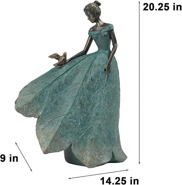 Guichifun Fairy Statue Collection Home Decoration - Leaf Angel Girls Resin Home Decor for Outside or Inside Rustic Garden Outdoor Yard Decorations Figurines Gift 14.25 x 9 x 20.25 Inch, photo 2 of 7