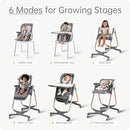 6 in 1 Convertible High Chairs for Babies and Toddlers,Portable High Chair with Dishwasher Tray and 4 Wheel,Booster Seat for Dining Table,Foldable Toddle and Baby Feeding Highchair (Gold-Grey) by TinyTreasures Baby Boutique