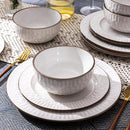 GBHOME Ceramic Dinnerware Sets,18 pcs Embossed Elegant Stoneware Plates and Bowls Sets, Housewarming Wedding Gift | Dishwasher & Microwave Safe | Dishes Set Service for 6 by CozyNest Decor