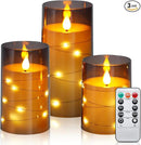 Aignis Flickering Flameless Candles Battery Operated Candles LED Candles with Remote Timer for Home/Wedding/Birthday/Holiday Decor, Grey 3D Flame Set of 3 (D3 xH4 5" 6") by CozyNest Decor