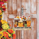 Thanksgiving Door Sign Decor, Calories don't Count on Thanksgiving, Fall Autumn Seasonal Wall Art Hanging Wooden Sign Halloween Decorations for Home Party Outside Indoor, Housewarming Gift by CozyNest Decor