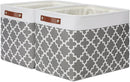 DULLEMELO Foldable Nursery Storage Baskets Canvas Storage Bins for Organizing 2 Pack Collapsible Home Organizer With Leather Handles (White&Lattice Grey) by TinyTreasures Baby Boutique