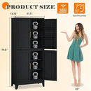 74.8" Tall Metal Food Cabinet, Black Kitchen Pantry Cabinet, Storage Cabinets with 4 Door and 4 Adjustable Shelves, Steel Freestanding Cupboard for Kitchen Dining Room Living Room Bathroom by CozyNest Decor