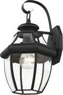 Livex Lighting 2151-04 Monterey 1 Light Outdoor Black Finish Solid Brass Wall Lantern with Clear Beveled Glass, 13" x 8.5" x 8.25" by GreenHaven Gardens