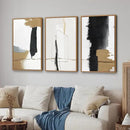 SIGNINART Black and White Abstract Framed Canvas Wall Art Set of 3, Beige Neutral Art Prints, Minimalist Modern Wall Decor for Living Room, Bedroom, Office,Above Couch 16"x24"x3 by CozyNest Decor