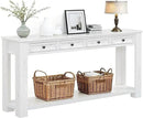 White Console Table,Solid Wood Sofa Table with 4 Drawers Hallway Table for Storage Entry Foyer Behind Couch Table,Fully Assembled (63" White) by CozyNest Decor