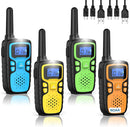 Wishouse Walkie Talkies for Kids Rechargeable Long Range,Xmas Birthday Gift for 4 5 6 7 8 9 Year Old Boys Girls,Hiking Gear Camping Games Cool Toys with NOAA,SOS Siren,Lamp,Lanyards,Easy to Use,4 Pack by TinyTreasures Baby Boutique