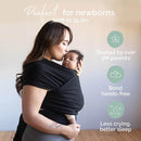 Boba Baby Wrap Carrier – Original Baby Sling Carrier for Newborns (7–35 lbs), Soft, Secure, Hands-Free & Ergonomic, Ideal for Comfortable Bonding, New Parents (Black) by TinyTreasures Baby Boutique