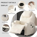 Power Recliner Chair with Heat and Massage, PU Leather Home Theater Seating with LED Lights/Cup Holders/Side Pocket/USB Port, Reclining Sofa Chair for Living Room (1, Beige) by CozyNest Decor
