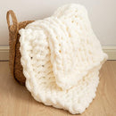 WESHIONGOO Chunky Knit Blanket Throw 40"×40" Knitted Throw Blankets for Couch Bed Fluffy Soft Blanket with Jumbo Chenille Yarn Thick 100% Handmade (Cream White) by CozyNest Decor