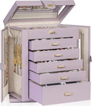AKOZLIN 360° Rotating Jewelry Box 6-Tier Organizer Functional Jewelry Storage Case for Women Girls Ring Necklace Earring Bracelet Holder with Mirror Purple by TinyTreasures Baby Boutique