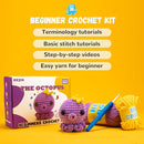 HEJIN Crochet Kit for Beginners, Beginner Crochet Kit for Adults Kids, Octopus Crochet Animal Kit Include Videos Tutorials, Yarn, Eyes, Stuffing, Crochet Hook- Boys and Girls Birthdays Gift by TinyTreasures Baby Boutique