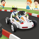 TOBBI 12V Electric Go Kart for Kids Battery Powered Ride on Car Outdoor Race Toy with Remote Control, Safety Belt, Music, LED Lights and Flags for Toddlers 3-8 Years, White by TinyTreasures Baby Boutique