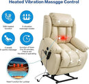 MAEVIS Power Recliner Chair, Lay Flat Sleeping Lift Chairs Recliner for Elderly with Heat and Massage,Comfy Real Breathable Leather Recliners with Dual OKIN Motor for Living Room (Beige) by CozyNest Decor