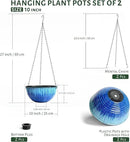10in Hanging Planters for Indoor and Outdoor Plants, 2 Pack Hanging Planter with Drainage Hole, Round Hanging Flower Pots for Garden Home Decor (Blue Glaze) by GreenHaven Gardens