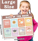 Educational Preschool Placemats for Kids Set of 6 Boho Toddler Plastic Placemat Reusable Washable Children Montessori Eat Table Mat for Homeschool Nursery Kindergarten Classroom Dining Table by CozyNest Decor