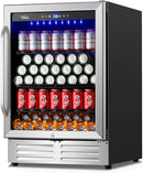 24 Inch Beverage Refrigerator Cooler,210 Cans Wide Beverage and Beer Fridge with Glass Door and Powerful Cooling Compressor, Built-in/Freestanding Drink Fridge for Kitchen, Bar or Office by CozyNest Decor