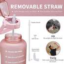 64oz,100oz,128oz Large Motivational Water Bottle with Time Marker, Leakproof & BPA Free Half Gallon Big Water Bottle with Straw Handle Tritan Frosted Water Jug for Gym,Fitness,Outdoor Sports by CozyNest Decor