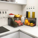 Fruit Basket, Stackable Wall Mounted Fruit Baskets, Potato Baskets Onion Storage for Kitchen, Hanging Wire Basket with Wood Lid, 2-Tier Vegetable Organizer Kitchen Countertop Organization by CozyNest Decor