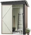 Greesum Outdoor Storage Shed 5 x 3 ft. Utility Tool Shed Metal Storage Garden Shed with Door & Lock for Patio Storage, Brown by GreenHaven Gardens