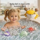 TUMAMA Baby Bath Toy,Bath Bubble Maker Machine with Music,3 Wind-Up Bathtub Toys,Crab Shower Water Toy for Toddlers Kids Boys Grils,4 Pieces by TinyTreasures Baby Boutique