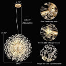 Modern Crystal Chandelier, Sputnik Dandelion High Ceiling Hanging Lamp, Large Beaded Gold Pendant Light for Living Room Dining Room Kitchen Island Bedroom (Gold 16Lights) by CozyNest Decor