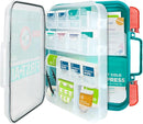 Be Smart Get Prepared First Aid Kit, Teal, 326 Piece, Exceeds OSHA and ANSI Guidelines 100 People - Office, Home, Car, School, Emergency, Survival, Camping, Hunting and Sports by TinyTreasures Baby Boutique