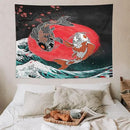 Houselerax Koi Fish Tapestries,Japanese Style Yin Yang Big Wave Cherry Blossoms Tapestry Wall Hanging for Bedroom Living Room Office Decor 80"x60" by CozyNest Decor