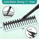 Garden Rake:63 Inch Metal Garden Leaf Rake with 17 Tines, Heavy Duty Bow Rakes for Lawn Yard Leaves Debris Mulch Gravel Thatch Clean,Lawn Care Gardening Landscaping by GreenHaven Gardens