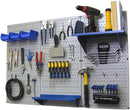 Wall Control Pegboard Organizer 4 ft. Metal Pegboard Standard Tool Storage Kit with Gray Toolboard and Blue Accessories by GreenHaven Gardens