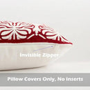HWY 50 Burgundy Red Decorative Lumbar Pillow Cover Rectangle 12x20 Inch (1 Piece), Embroidered Cotton Farmhouse Cushion Cover Pillow Case for Sofa Couch Living Room Bed, Minimalist Floral by CozyNest Decor