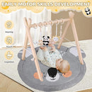 Baby Play Gym with Mat – Wooden Montessori Gym for Newborns 0-12M,Natural Pine Wood with 6 Sensory Toys,Foldable & Portable (Koala) by TinyTreasures Baby Boutique