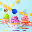 75 Pieces Cake Balls Topper Decorations Foam Cupcake Topper Mini Balloon Cake Topper Balls Cake Picks for Cake Deco Birthday Party Wedding（Dark Blue,Blue, Gold, White） by TinyTreasures Baby Boutique