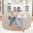 4FT Bean Bag Chair, Large Bean Bag Chairs with Memory Foam Filled, Fluffy Beanbag Sofa with Dutch Velvet Cover, Round BeanBag Chairs for Living Room, Playroom - Beige by TinyTreasures Baby Boutique