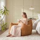 Giant Bean Bag Chairs for Adults Teens, Large Bean Bag Sofa Chairs with Filling Comfy Fuzzy BeanBag Chair with Armrests for Bedroom Living Room Reading (Brown, Medium) by CozyNest Decor