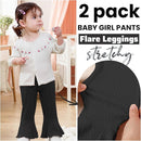 2 Pack Toddler Baby Girl Pants Flare Leggings Ribbed Knit Newborn Bell Bottoms Solid Ruffle Infant Pants for Girls by TinyTreasures Baby Boutique