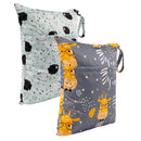 ALVABABY 2pcs Cloth Diaper Wet Dry Bags Waterproof Reusable with Two Zippered Pockets Travel Beach Pool Daycare Soiled Baby Items Yoga Gym Bag for Swimsuits or Wet Clothes LZ1920 by TinyTreasures Baby Boutique