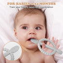 Baby Teething Toys with Easy-Hold Handle, Silicone Infant Toothbrush, Textured On Both Sides Helps Massage, Soothe Sore Gums, Teething Toys for Babies 0-6 Months, 6-12 Months Peach Powder & Gray by TinyTreasures Baby Boutique
