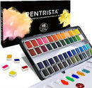 Watercolor Paint set, 48 Colors Premium Solid Watercolor Half Pans in Tin Box, 1 refillable Water Brush Pen, Art Pigment Kit Perfect for Artists Students Kids Beginners and Art Lovers by TinyTreasures Baby Boutique