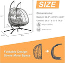 2 Person Double Egg Swing Chair with Stand Indoor Outdoor, Hammock Egg Chair Outdoor, Patio Wicker Hanging Egg Chair w/Cushion 700LBS Capacity for Bedroom, Balcony, Garden, Grey by GreenHaven Gardens