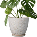 Ceramic Planter 8 Inch Plant Pot with Drainage Hole and Saucer Ceramic Pots for Indoor Plants Outdoor Large Flower Pot for Home Decor White by GreenHaven Gardens